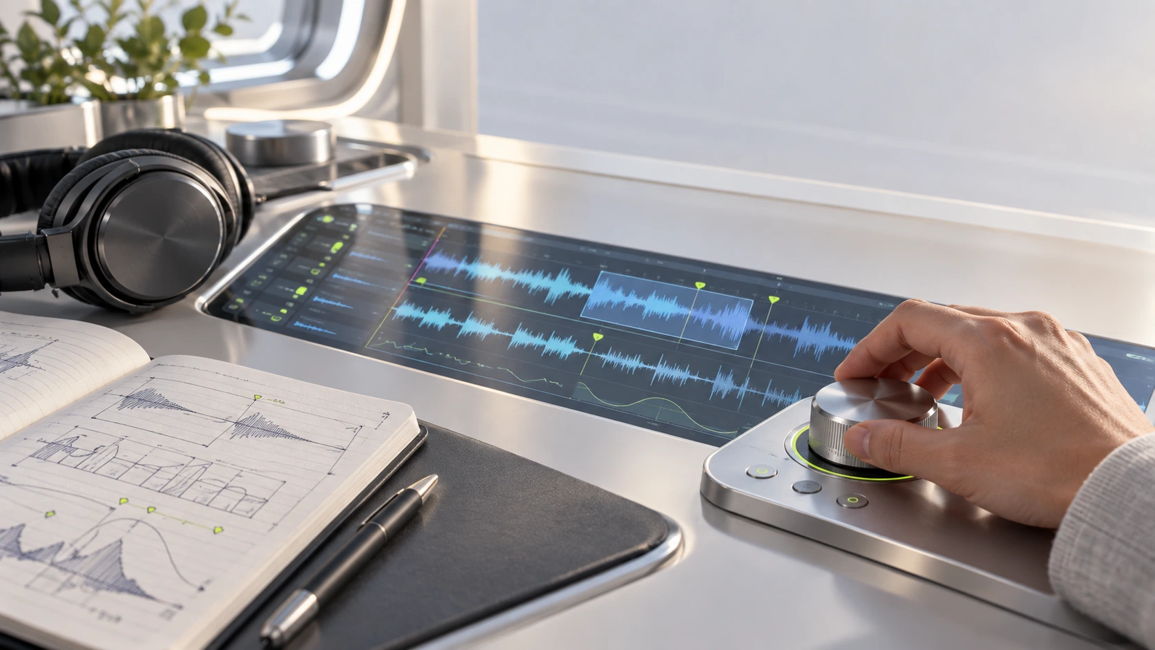Immagine concettuale del lavoro di analisi e progettazione audio